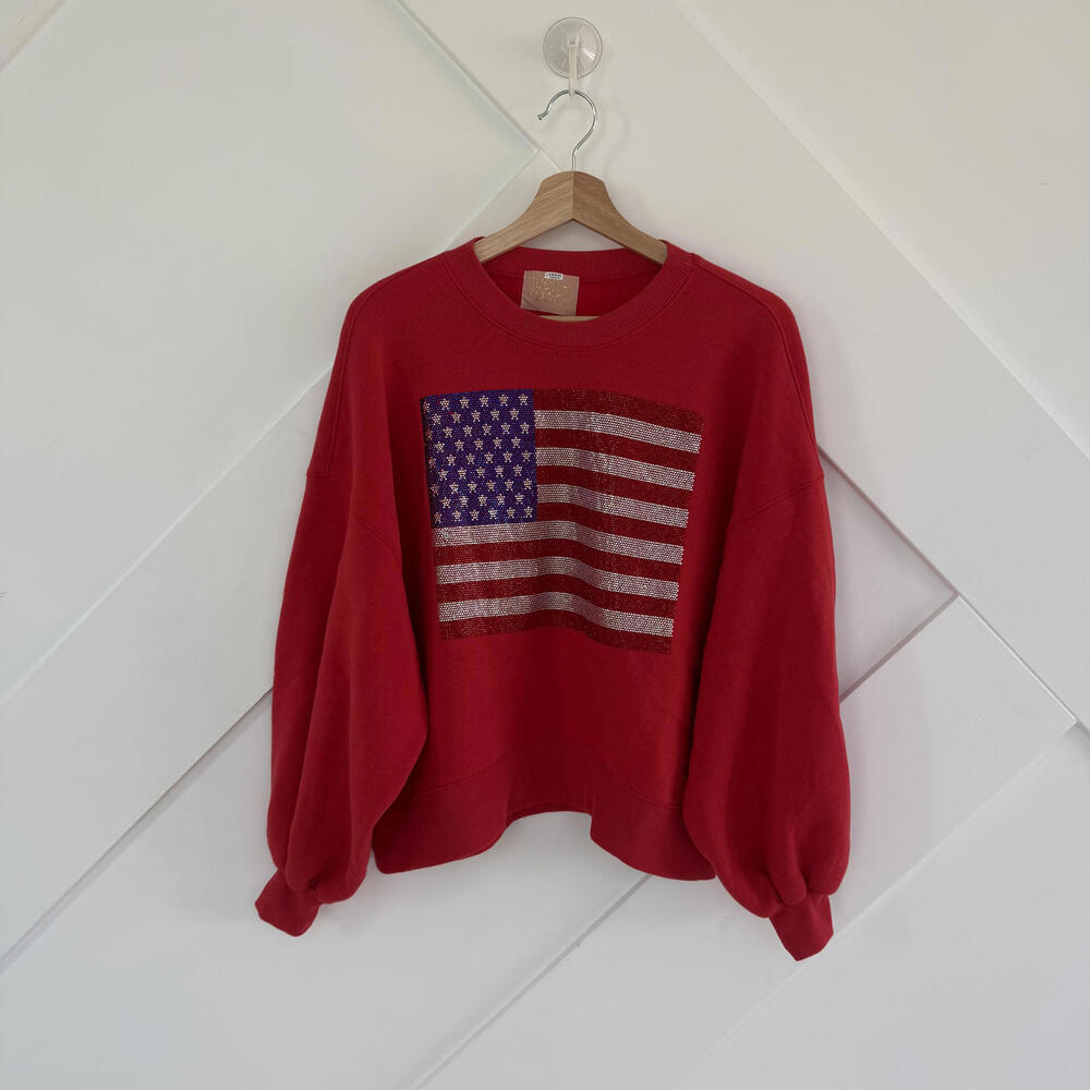 Judith March Red American Flag Sweatshirt Size Small